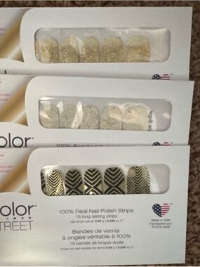 Color Street Gold Metallic and Glitter Nail Strips